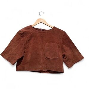 Vintage Don't Stop Leather Suede Cropped T-Shirt Top Size Small